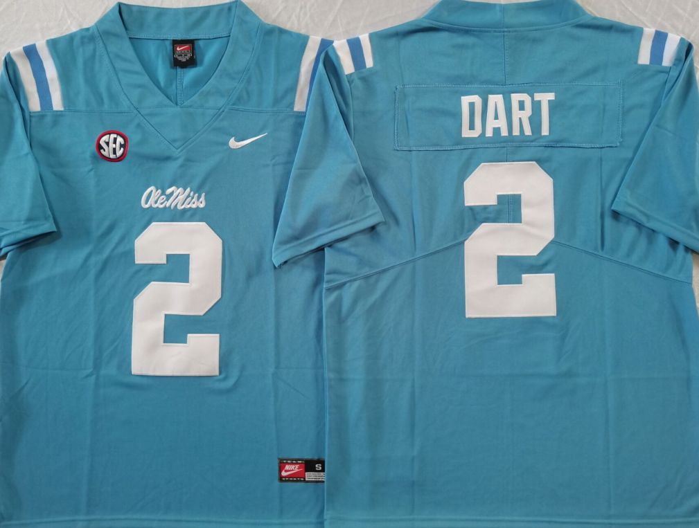 Men Ole Miss Rebels #2 Dart Light Blue Nike 2025 NCAA Jersey